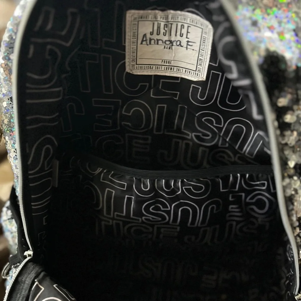 ✨ Justice Silver Reversible Sequin Laptop Backpack ✨